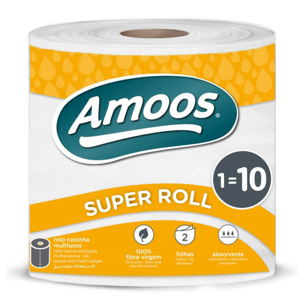 Amoos Set Toalla Mayordomo Super Roll Doble Hoja 281 Hojas, 6 Unidades