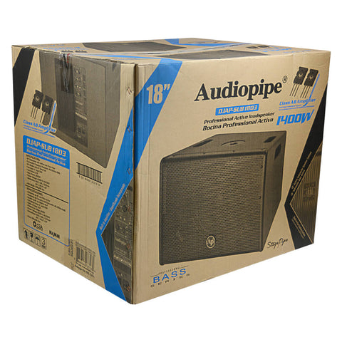 Audiopipe Parlante Alámbrico Amplificado Subwoofer 18" 700W, DJAP-SUB1803