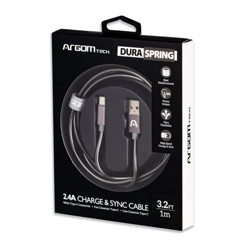 Argom Cable Trenzado Metálico Tipo C a USB 2.0, 1 Metro