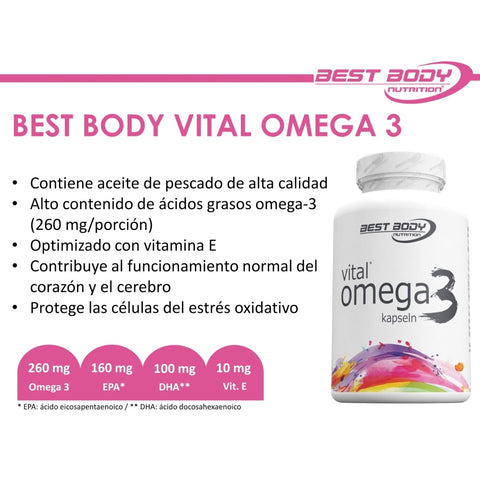 Best Body Nutrition Suplemento Alimenticio Vital Omega 3, 120 Cápsulas