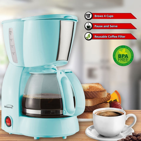 Brentwood Coffee Maker Eléctrico 4 Tazas (TS-213BL)