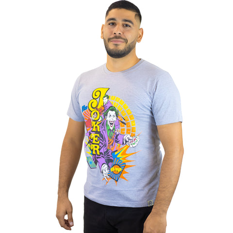 Miomu Camiseta para Caballero DC Comics Joker, Gris