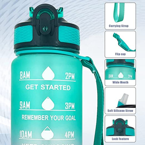 Miomu Botella para Agua con Marcador de Tiempo Motivacional, 32 Oz
