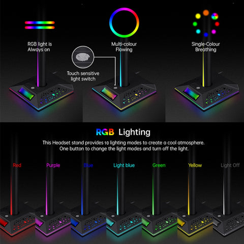 Miomu Soporte para Auriculares con Luz RGB
