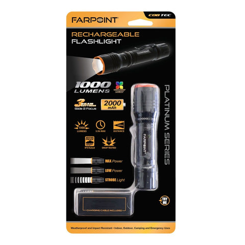 Farpoint Linterna Recargable 1000 Lumens, FLFR10012