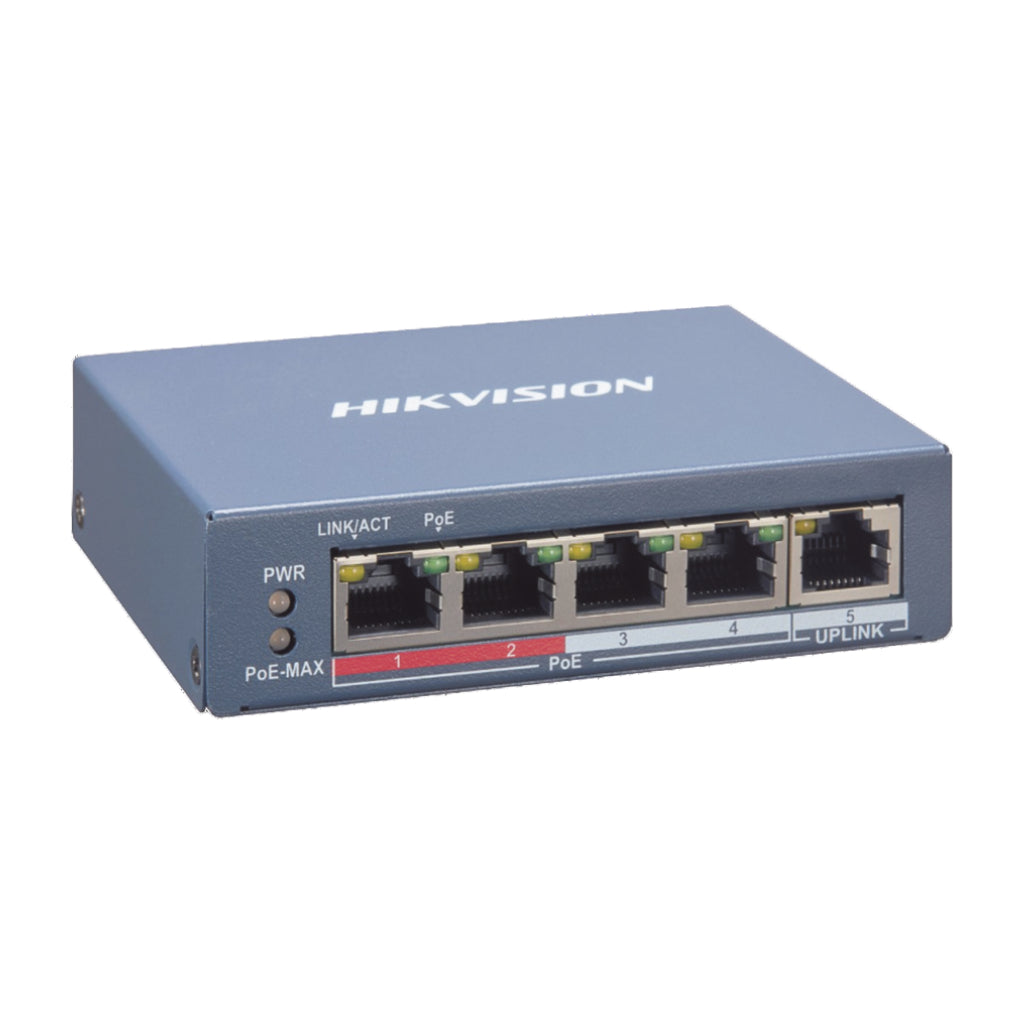 Hikvision Conmutador POE Fast Ethernet 4 Puertos, DS-3E1105P-EI/M