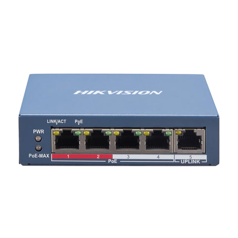 Hikvision Conmutador POE Fast Ethernet 4 Puertos, DS-3E1105P-EI/M