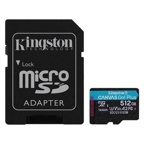 Kingston Tarjeta de Memoria 512GB MicroSD con Adaptador Canvas Go! Plus, SDCG3/512GB