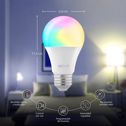 Nexxt Solutions Bombillo Inteligente Light Bulb A19, NHB-C1104PK