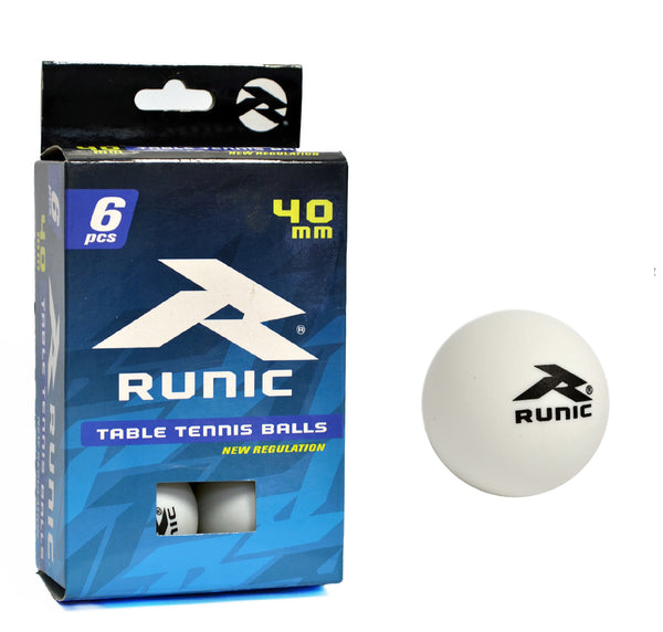 Runic Bolas de Ping Pong PVC, 6 unidades Blancas