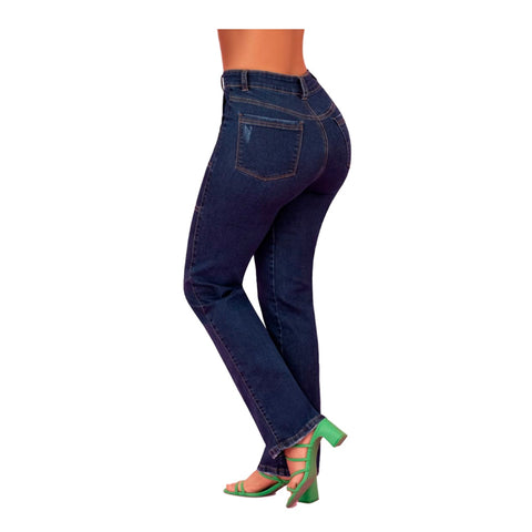 Ryocco Jeans Bota Ancha Azul Oscuro, para Mujer