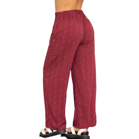 ▷ Ryocco Pantalón Talle Alto Rojo Vino con Puntos Blancos, para Mujer ©