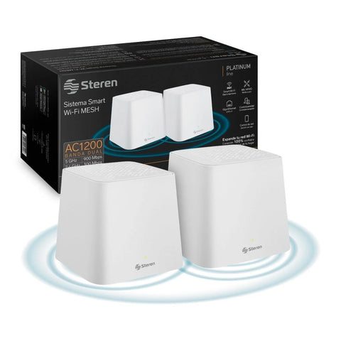 Steren Set Router Inalámbrico Sistema Mesh Wi-Fi MU-MIMO, 2 Piezas
