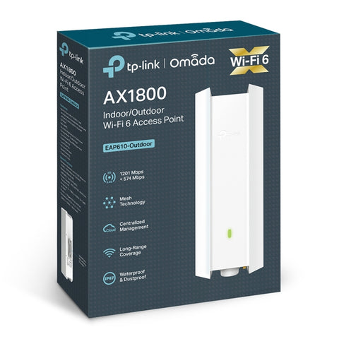 TP-Link Tapo Punto de Acceso Omada Wi-Fi 6 para Interior/Exterior AX1800, EAP610-Outdoor
