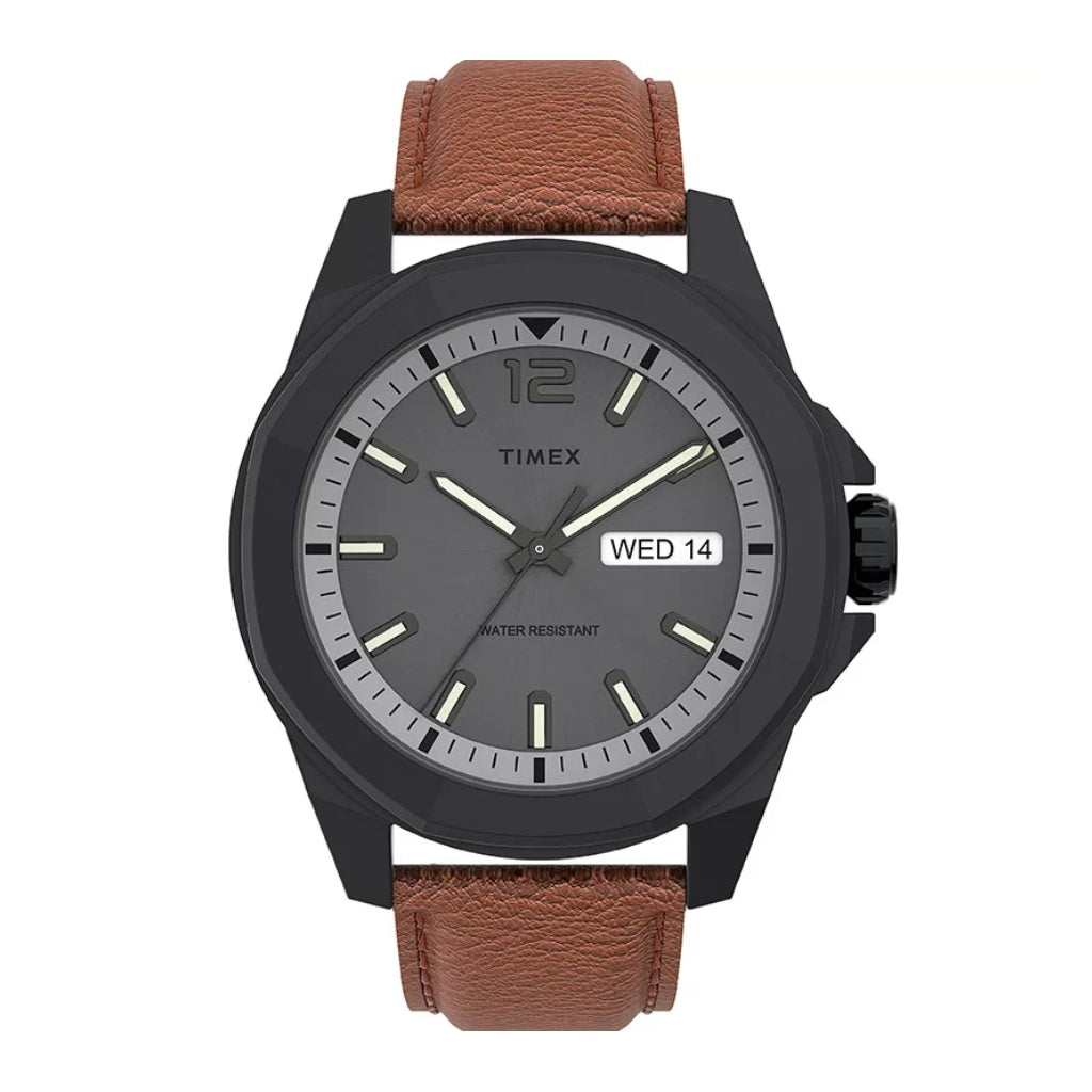 ▷ Timex Reloj Análogo para Hombre Essex Ave Day-Date Cuero, TW2U82200 ©