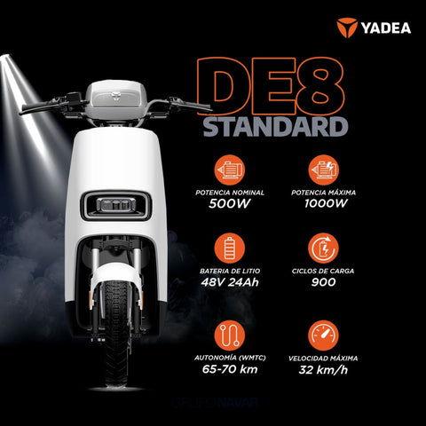 Yadea Bicicleta Eléctrica DE8-Standard, 500w