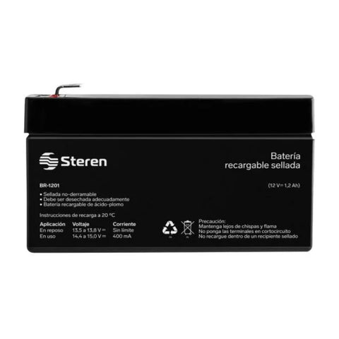 Steren Batería Recargable Sellada Ácido Plomo 12V 1Ah, BR-1201