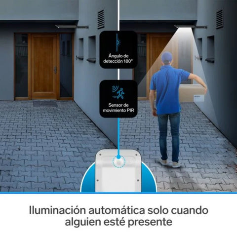 Steren Lampara LED con Sensor de Movimiento y Panel Solar, LAM-081