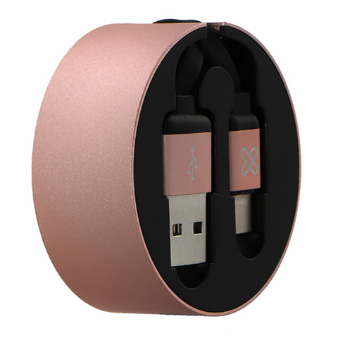 Klip Xtreme Cable Retráctil USB-C a USB-A KAC-110RG Rosa, 1m