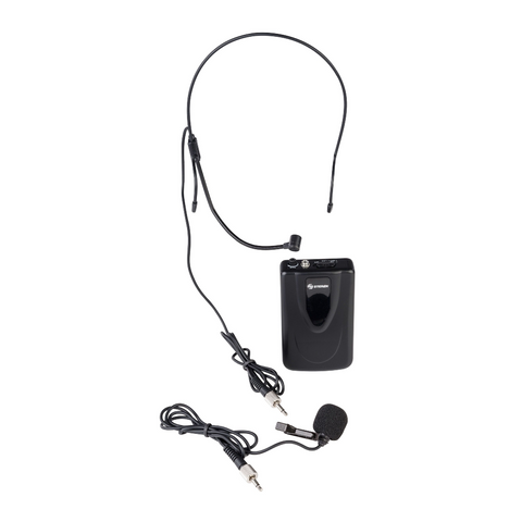 Steren Sistema de 2 Micrófonos Inalámbricos VHF, de Mano y Solapa o Diadema