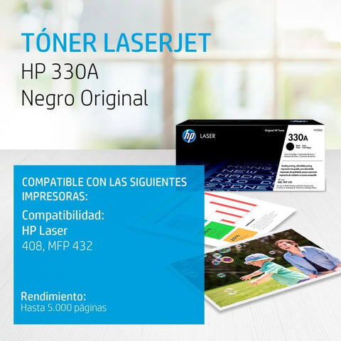 HP Tóner de Tinta Original Negro 330A (W1330A)