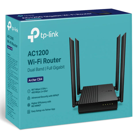 TP-Link Router Inalámbrico Wi-Fi Doble Banda MU-MIMO AC1200, Archer C64