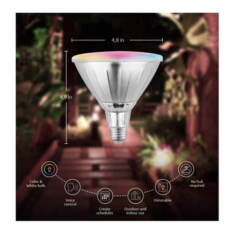 Nexxt Solutions Bombillo Inteligente Wi-Fi LED para Exteriores PAR38, Multicolor