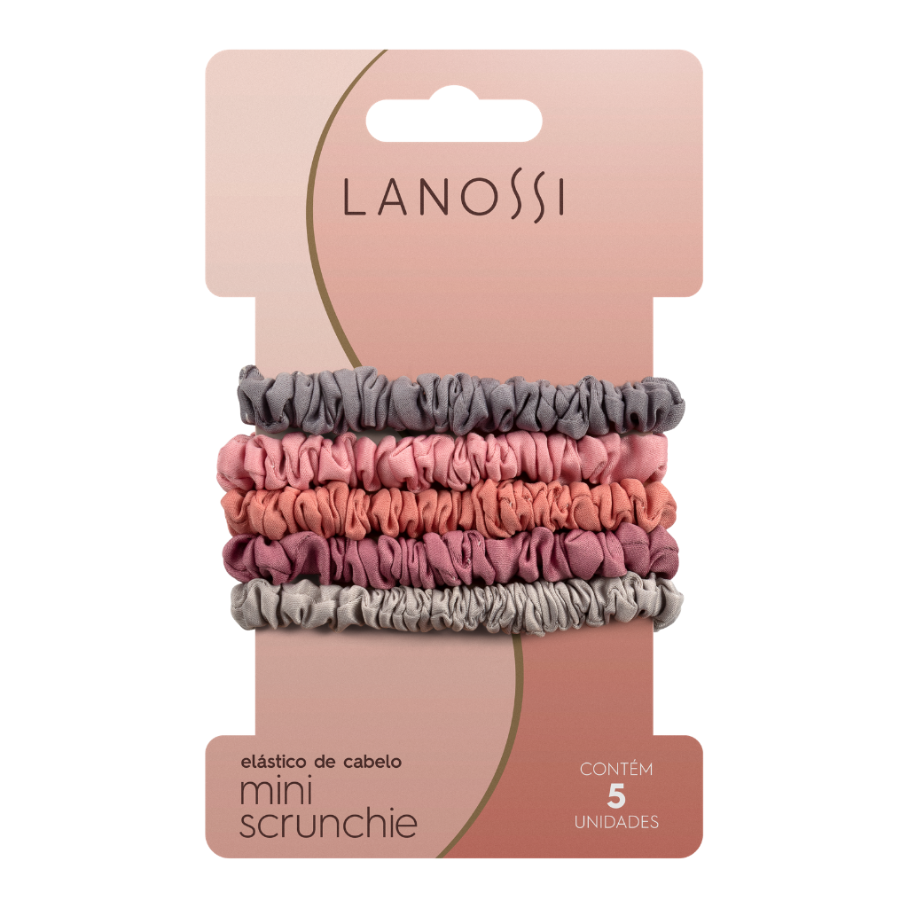 Lanossi Set Cola para Cabello Mini Scrunchie Rosa, 5 Unidades