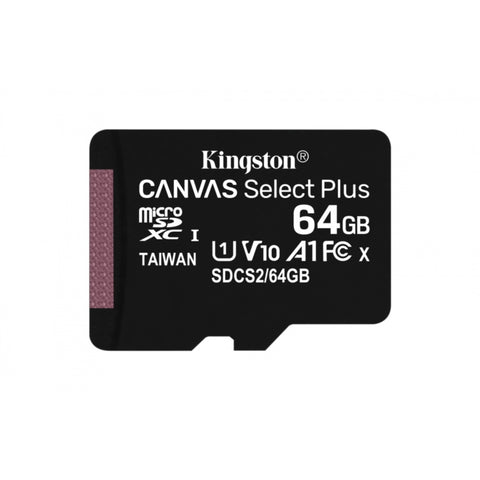 Kingston Tarjeta Memoria Canvas Select Plus Micro SD Class 10 64GB Negro