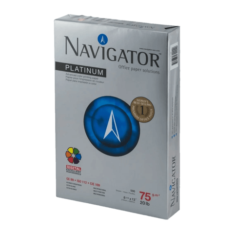 Navigator Caja Resma Platinum 8 ½" x 13" 500 Hojas 75gr, 10 Unidades