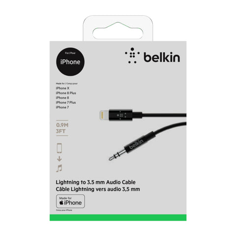 Belkin Cable de Lightning y Conector de Auriculares AV10172BT03-BLK