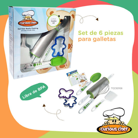 Curious Chef Set Utensilios Infantiles para Galletas 6 Piezas, (TCC50106)
