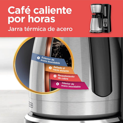 Black+Decker CM2046S-LA, Cafetera térmica programable, 12 tazas. - Guatemala