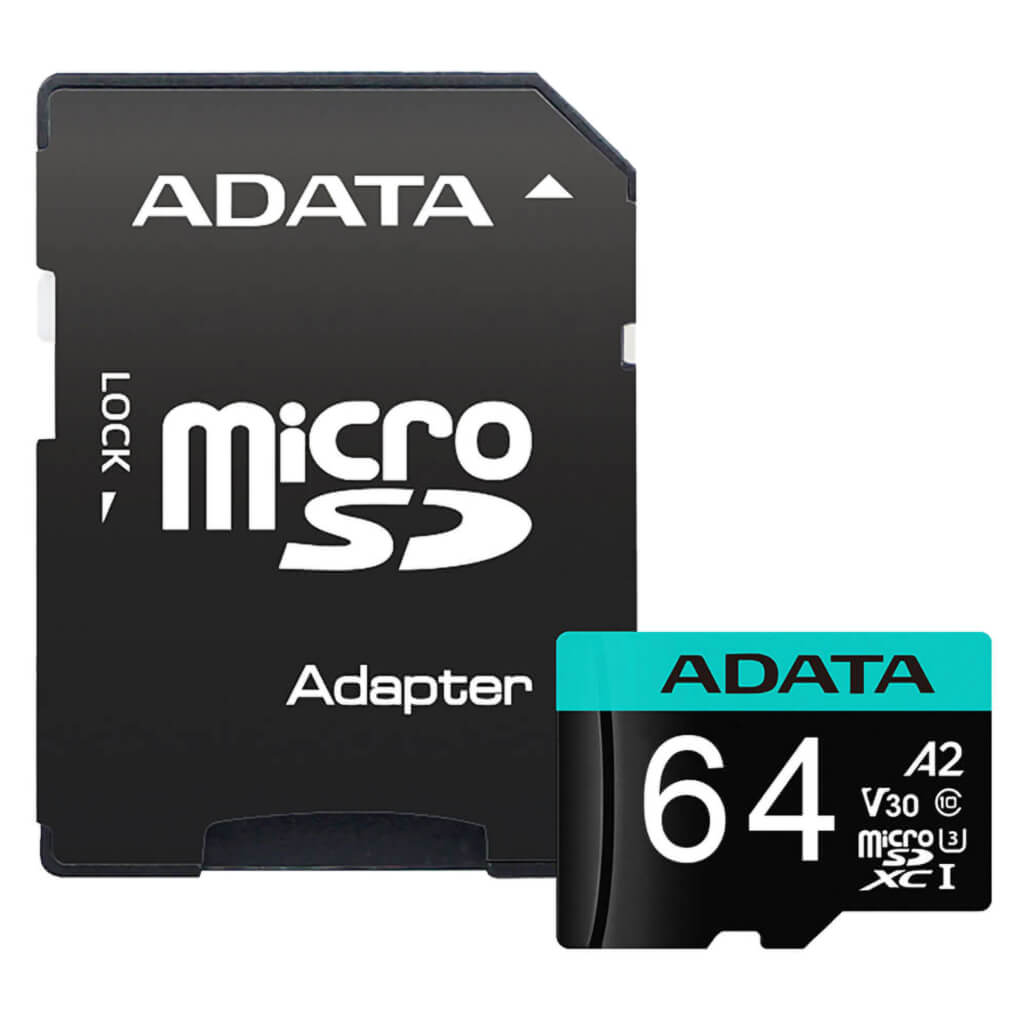 Adata Tarjeta de Memoria 64GB MicroSDXC/SDHC Clase 10 4K V30, AUSDX64GUI3V30SA2-RA1