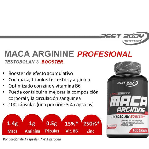 Best Body Nutrition Cápsulas de Maca Arginina Testobolan Booster