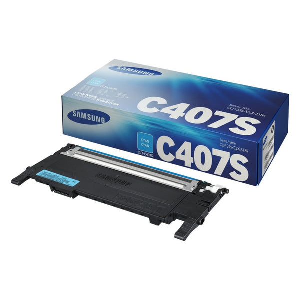 Samsung Toner Cian CLT-C407S para Impresoras CLP-325, CLP-325W, CLX-3185N, 1,000 páginas