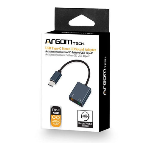 Argom Adaptador de Sonido Estéreo 3D USB-C, ARG-CB-0066