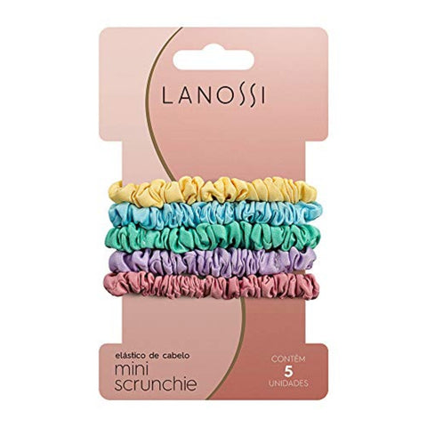 Lanossi Set Cola para Cabello Mini Scrunchie Pastel, 5 Unidades