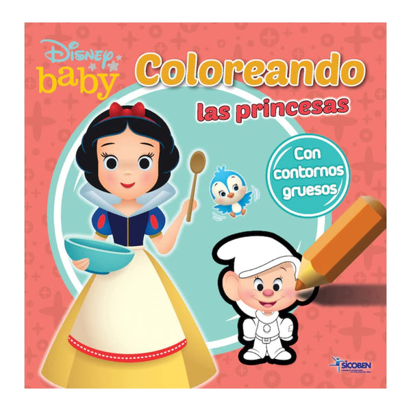 Sicoben Libro Coloreando Contornos Gruesos Baby Disney Princesas