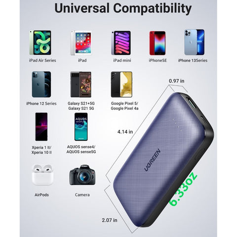 Power Bank 10000mah Mini Batería Externa Para Móvil Iphone Samsung Huawei