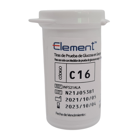 Element Tiras para Prueba de Glicemia, 50 Unidades