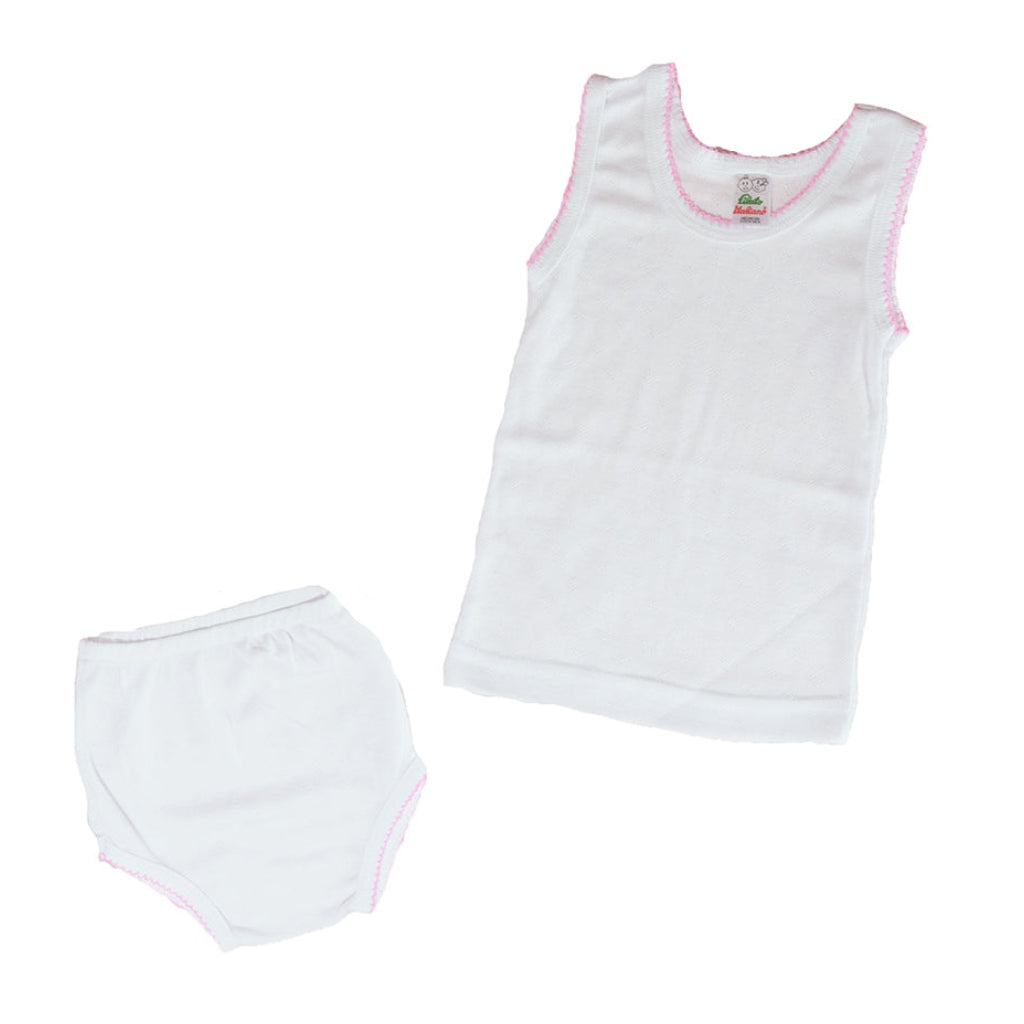 Filato Italiano Conjunto Camiseta de Tirante Grueso y Calzón Rosa, para Bebé