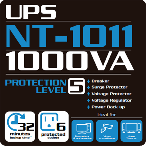 Forza UPS Regulador NT-1011 1000VA/500W/6 Salidas