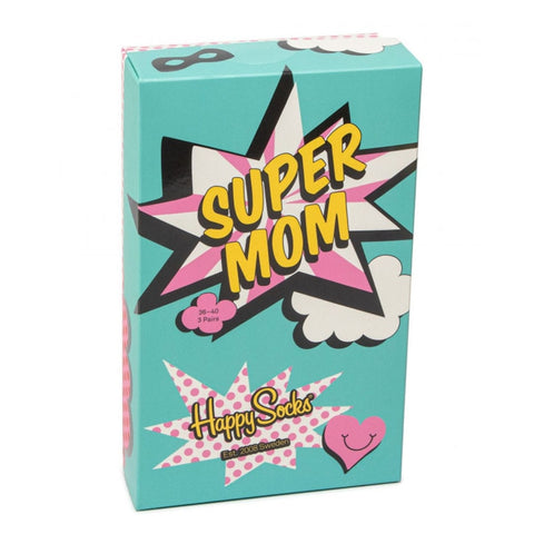 Happy Socks Gift Box Medias Super Mom 3 Pares Unisex, Talla 36 a 40