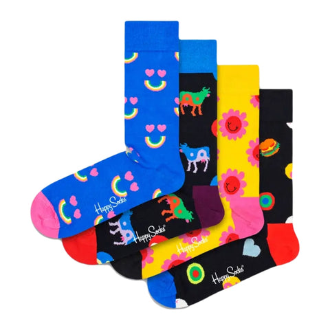 Happy Socks Gift Box Medias Smiley Yin Yang 4 Pares Unisex, Talla 41 a 46
