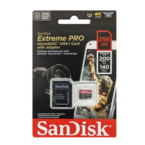 SanDisk Tarjeta de Memoria 256GB con Adaptador MicroSDXC a SD Extreme Pro