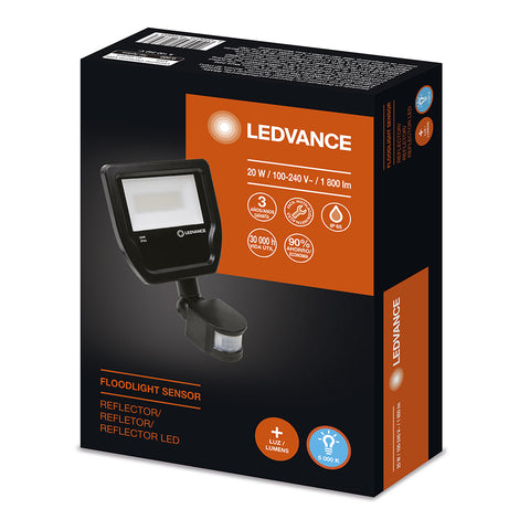 Ledvance Reflector Led 20w con Sensor de Movimiento Uso Exterior/interior Luz Fría