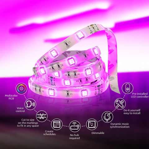 Nexxt Solutions Kit de Tira Inteligente de Luz LED con Wi-Fi (NHB-S611)