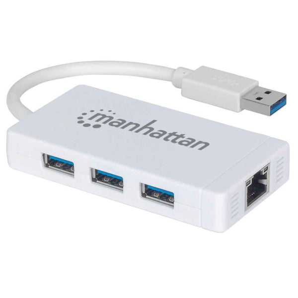 Manhattan Hub USB 3.0 a 3 Puertos USB con Adaptador de Red Gigabit