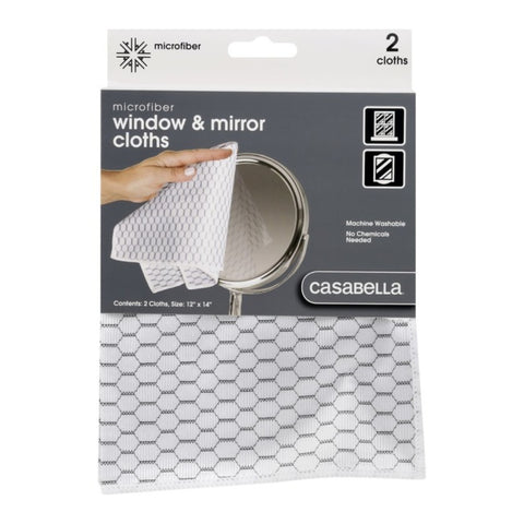 Casabella Set Paños de Microfibra para Limpiar Espejos y Ventanas, 2 Piezas